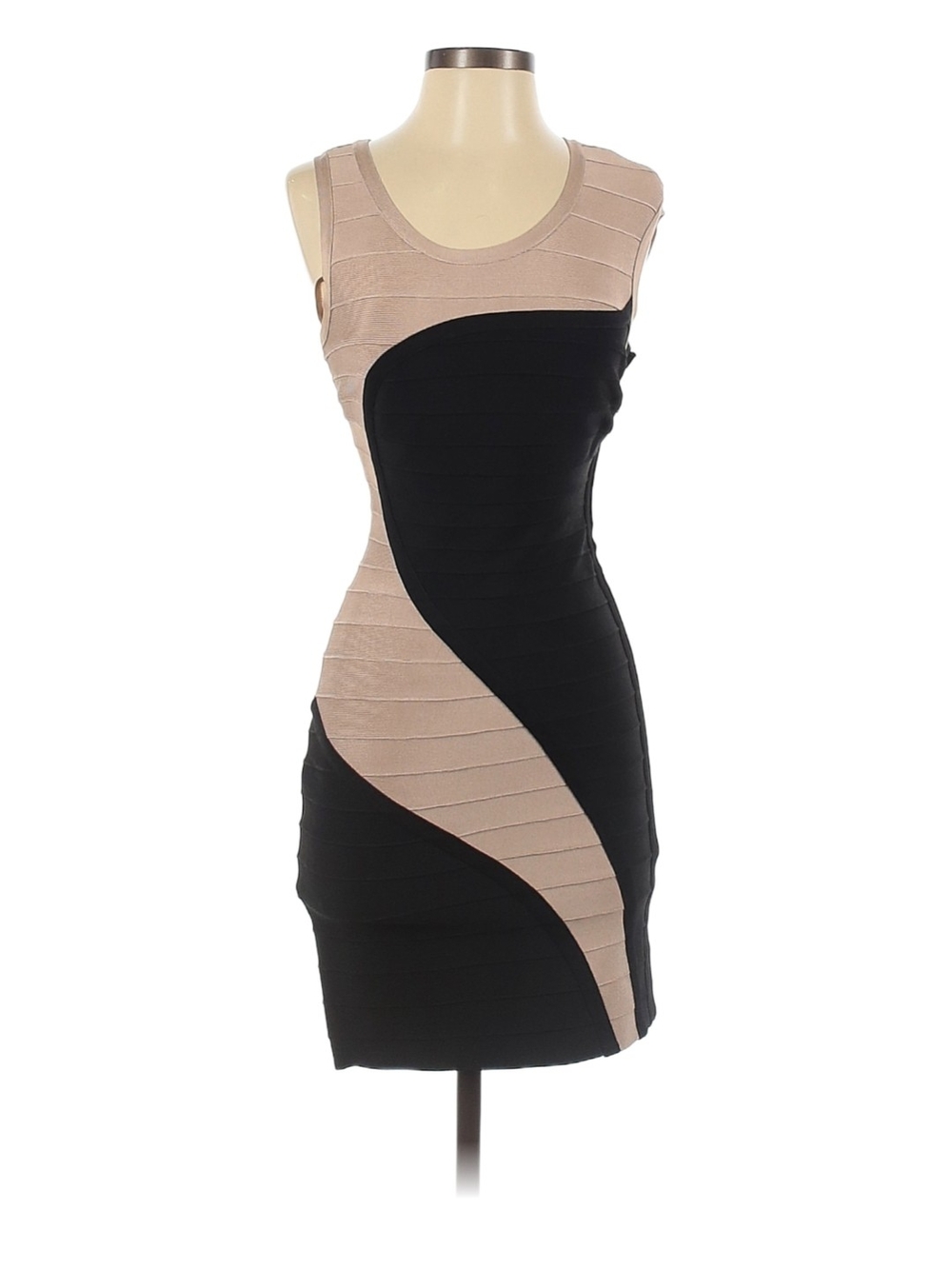 Sleeveless Bandage Midi Dress in Black and Nude